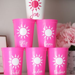 Beach Bachelorette Party Cups | Tropical Party Cups | Sun Bachelorette Party Favors | Personalized Customized Bachelorette Party Gifts