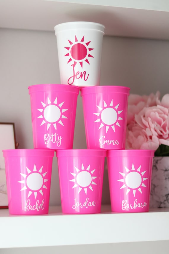 Beach Bachelorette Party Cups | Tropical Party Cups | Sun Bachelorette Party Favors | Personalized Customized Bachelorette Party Gifts