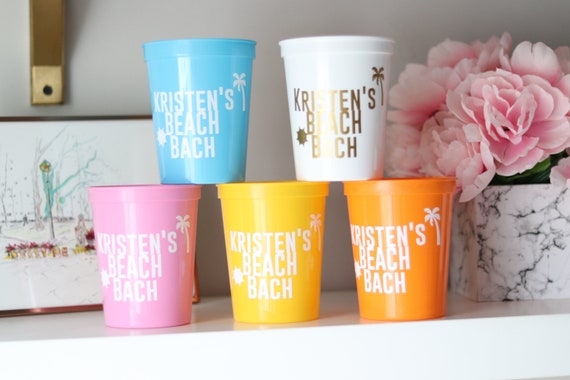 Personalized Beach Bach Bachelorette Party Cups | Tropical Party Cups | Bachelorette Party Favors | Customized Bachelorette | Cabo | Mexico