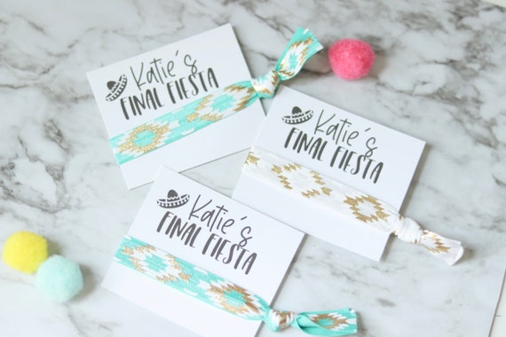 Personalized FINAL FIESTA Hair Tie | Hair Tie Favors | Mexico Bachelorette | Cactus Favors | Bachelorette favors | Fiesta Bachelorette Party