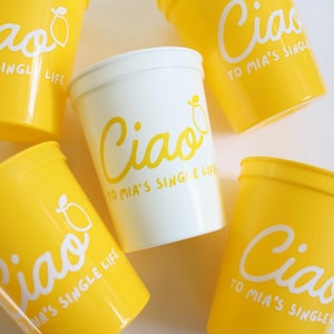 Ciao a Her Single Life Cups / Bomboniere per addio al nubilato sulla Costiera Amalfitana / Addio al nubilato al limone / Addio al nubilato That's Amore / Addio al nubilato al limoncello