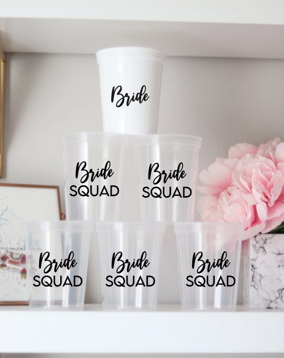 Bride Squad Bachelorette Party Cups | Bachelorette Party Favors | Bach Party Gifts | Personalized | Customized | Bachelorette Decorations