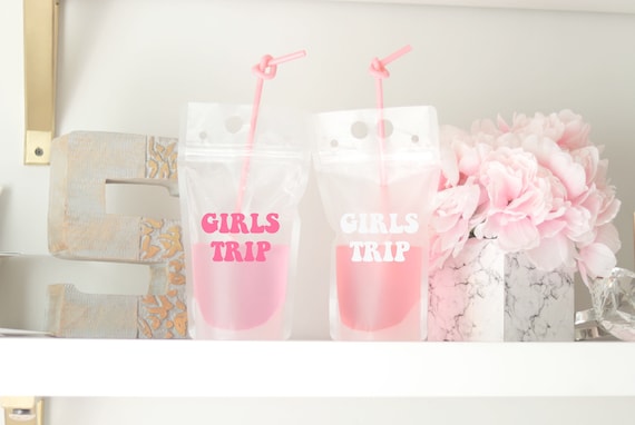 Girl Trip Drink Pouch | Girls Trip Gift | Girls Trip Favor | Packable Favor | Booze Bag | Drink Pouch Favor | Pool Party Favor | Beach Trip