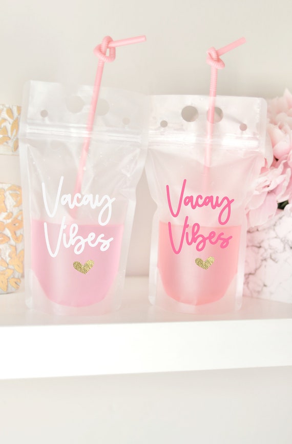 Vacay Vibes Drink Pouch | Girls Trip Gift | Girls Weekend Drink Pouch | Girls Trip Favor | Packable Favor | Booze Bag | Drink Pouch Favor |