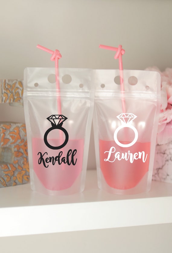 Personalized Ring with Name Drink Pouch | Bachelorette Drink Pouch with Names | Booze Bags | Bachelorette Party Drink Pouch | Drink Pouches