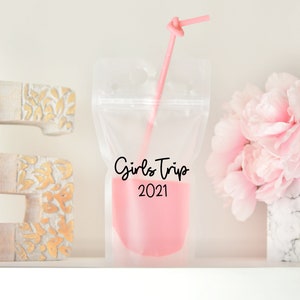 Girls Trip 2021 | Girl Trip Drink Pouch | Girls Weekend Favor | Personalized | Booze Bag | Drink Pouch Favor | Pool Party Favor | Beach Trip