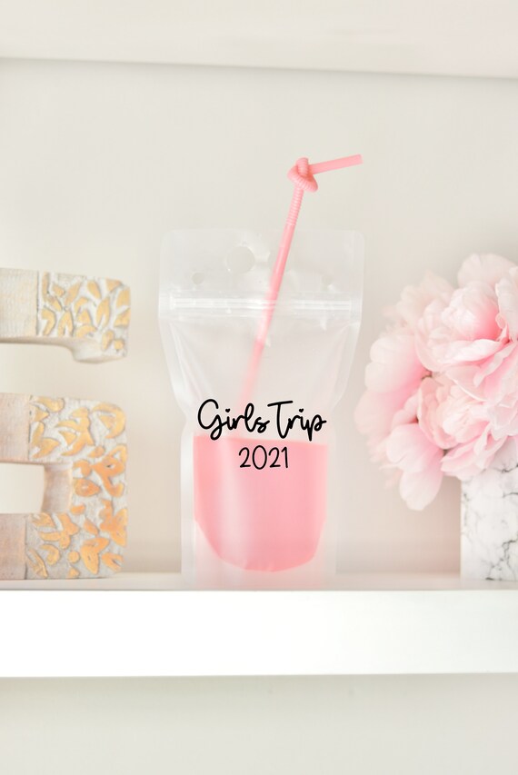 Girls Trip 2021 | Girl Trip Drink Pouch | Girls Weekend Favor | Personalized | Booze Bag | Drink Pouch Favor | Pool Party Favor | Beach Trip