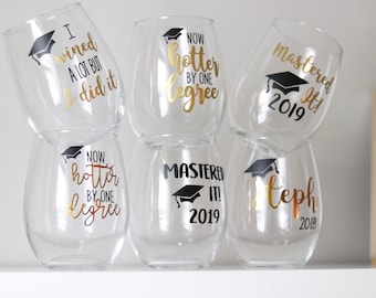 Graduation Wine glass gift | Personalized Graduation Wine glass | Graduation Gift | Graduate Gift | Masters Degree Gift | Class of 2019