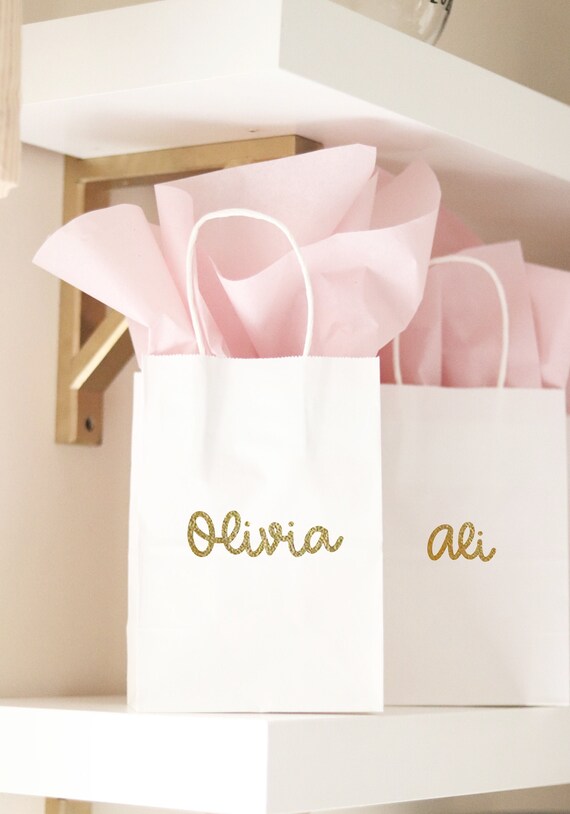 Gift Bags with Names | Bridesmaids Gift Bags | Personalized Gift Bags | Bachelorette Party Gift Bags with Names | Paper Gift Bags with names