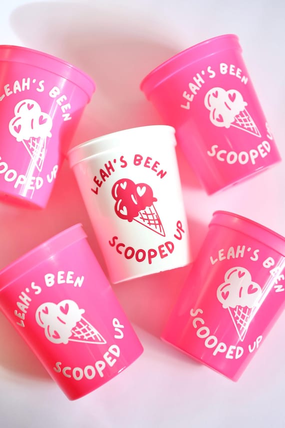 She's Been Scooped Up | Ice Cream Bachelorette Cups | Ice Cream Bridal Shower Favors | Personalized Bachelorette | Bridal Shower Cups