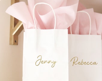 Gift Bags with Names | Bridesmaids Gift Bags | Personalized Gift Bags | Bachelorette Party Gift Bags with Names | Paper Gift Bags with names