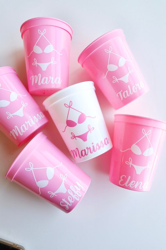 Personalized Bikinis Bachelorette Weekend Favors | Bikinis and Martinis Bachelorette Party Favors | Personalized Cups | Beach Bachelorette