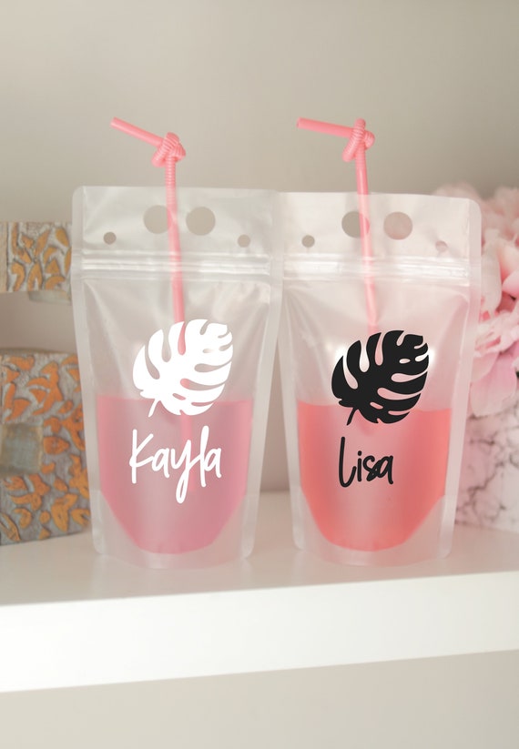 Drink Pouch with Names | Personalized Drink Pouch | Palm Tree Bachelorette Favors | Drink Pouch with Names | Booze Bags | Destination Bach