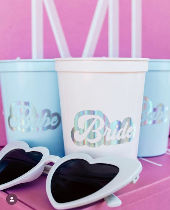 On Cloud Nine | Bride Babe Bachelorette Cups | Blue Bachelorette | Blue Bachelorette Party Favors | Holographic Bachelorette Favors | Disco