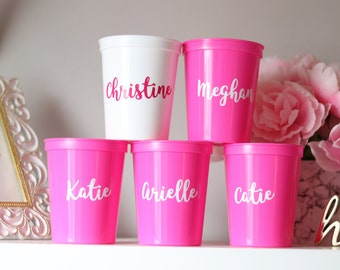 Bachelorette Party Cups with Names | Bachelorette Party Favors | Personalized Bachelorette Party Gifts | Customized Trendy Bach Party | Name