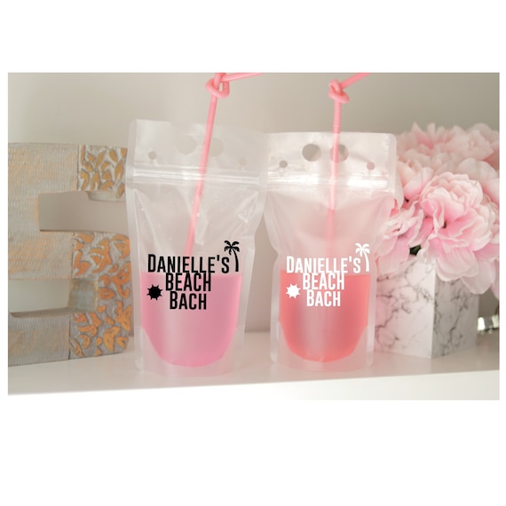 Beach Bach Drink Pouches | Personalized Beach Bachelorette Drink Pouches | Personalized Bachelorette Favors for Beach | Tropical Bachelorett