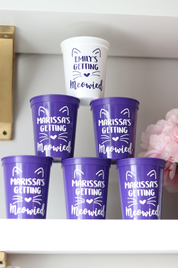 Cat Bachelorette Party Cups | Getting Meowied Bachelorette Party Favors | Bach Party Gifts | Personalized | Customized | Bach Decorations