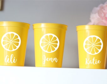 Lemon Bachelorette Party Cups | Lemons Cups | Lemon Bachelorette Party Favors | Bach Party Gifts | Personalized | Lemon