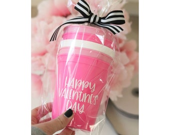 Valentine’s Day Assorted Cup (5) Set with Straws | Send a Valentine Treat | Valentine's Box to Send | Valentine's Favors| Valentine gift