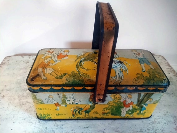 Antique Children's Lunch Drum. Children's Lunch Box. Tin Kids Lunchbox, on  the Farm. Collector's Item -  Hong Kong