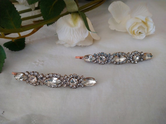 Hairpin with Czech Crystal Handmade in Vintage sty