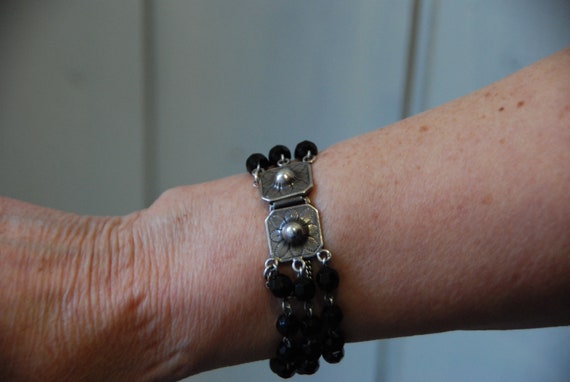 tetraëder steenkool peddelen Antieke armband met gitten en zilver slot uit de jaren 30. - Etsy België
