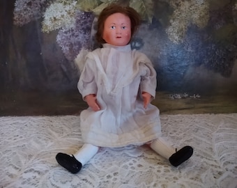 Zeer oud Charmant Popje van Petit Collin. Charming French Celluloid Puppet. Collectorsitem!