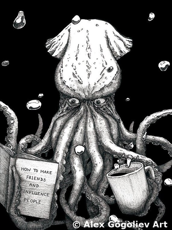 Creepy Octopus Wall Art Bathroom Decor Bathroom Print Etsy