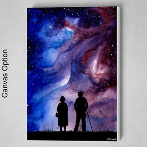 Geschenk für Großeltern Druck, Galaxy Aquarell, Kosmos Aquarell, Kosmos Kunst, Großeltern Geschenk, Geburtstagsgeschenk