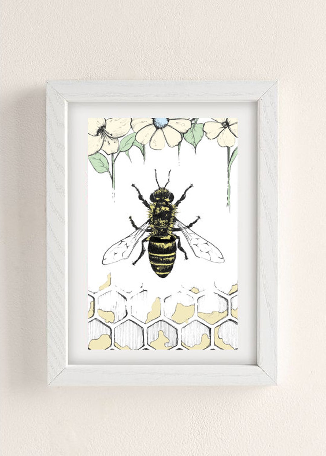 Rustic Bee Design Rustic Honey Bee Art Print: Farmhouse Decor, Nature Lover Gift - Etsy