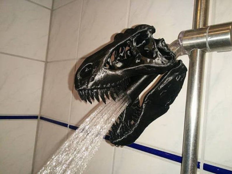 stocking stuffers for men T-Rex Shower Head | 3D Printed Prehistoric Dinosaur Tyrannosaurus Skull | Jurassic Park | Nerdy Trex image 4