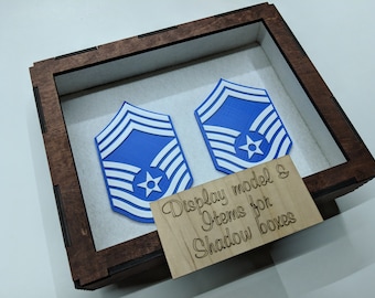 USAF shadow box items and display chevons