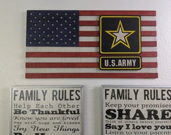 US Army, USA wood flag, sign, USA American Flag, Engraved Wood Sign, Wooden Flag, Flag, Personalized Flag, Personalized Army Gift