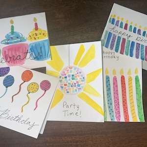 Lot de cartes d'anniversaire aquarelles faites maison