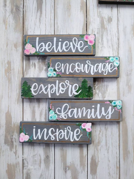One Word Sign Custom Hand Lettered Wood Sign Shelf Etsy