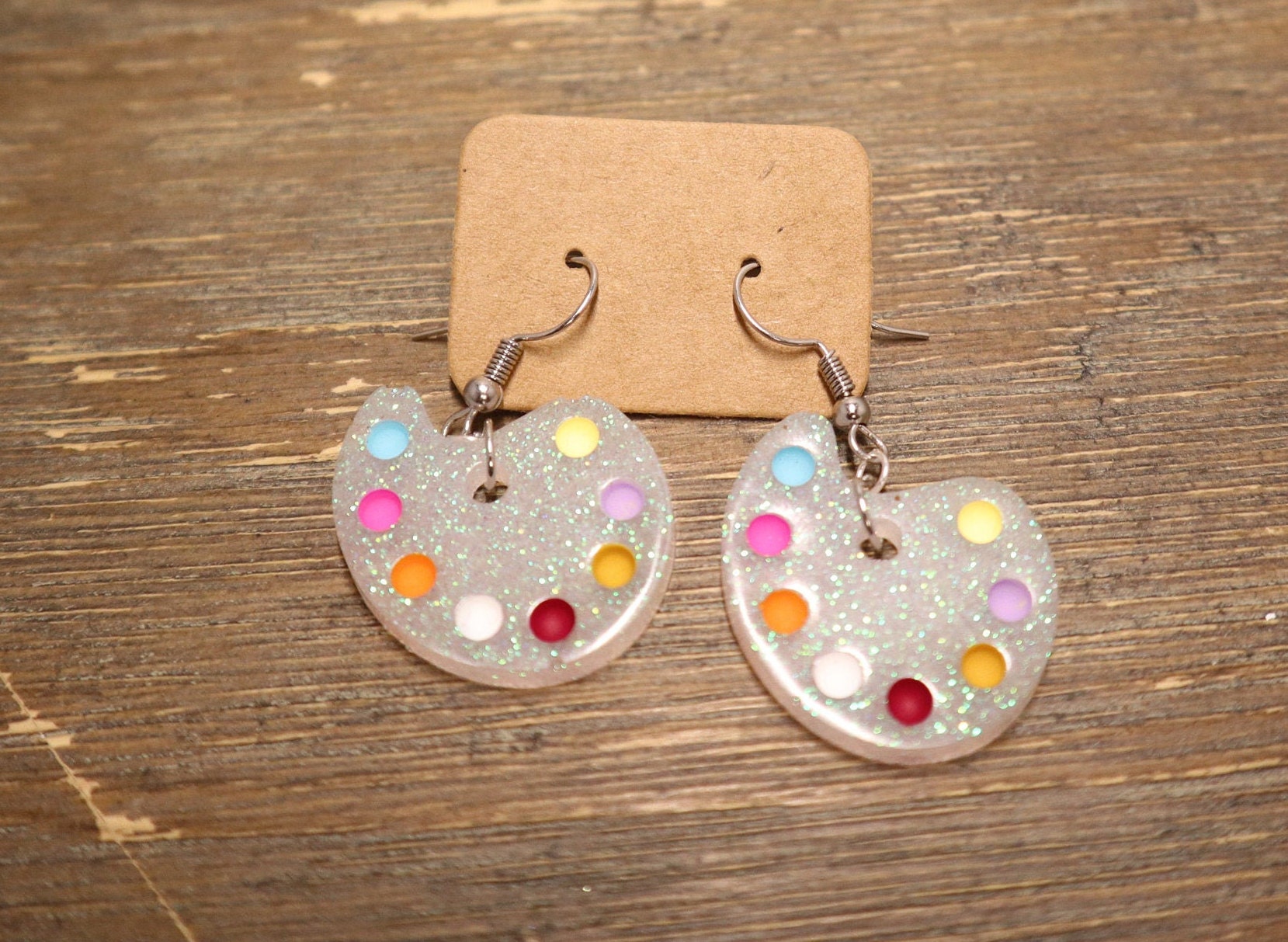 Rainbow Paint Palette Earrings Etsy UK