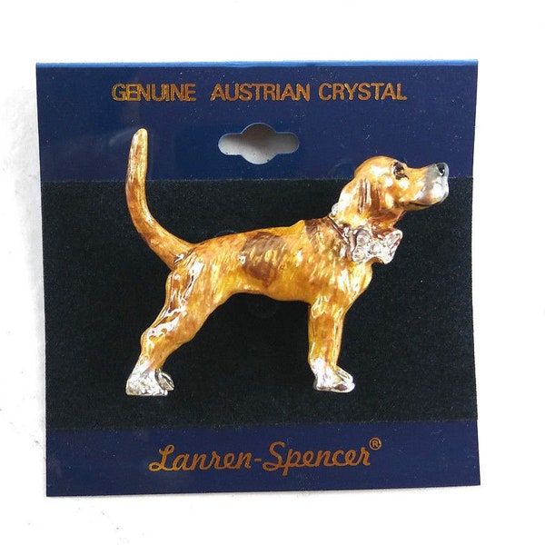 Posh Pooch Lanren-Spencer Pin Brooch Redbone Coonhound Dog Austrian Crystals