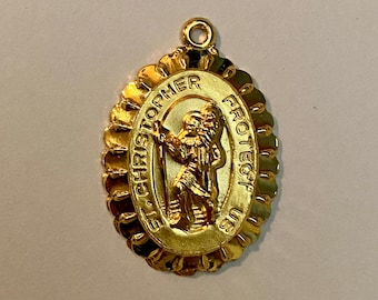 Vintage NOS 12k Filled St Christopher Medal by Hayward