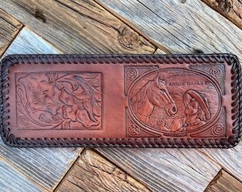 Vintage Annie Oakley Leather Wallet  ~  Annie Oakley Embossed Bi-Fold Billfold with Bill Divider and Card Holder - NOS