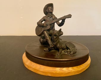 Rare Vintage Singing Roy Rogers and Bullet Bronze Sculpture ~ Paul Oestreicher  Limited Edition AP 3/4