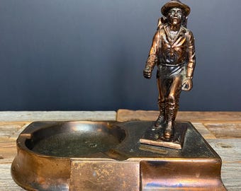 Rare Alaska Gold Miner Ashtray ~ KAAG Bronze Copper Souvenir Ashtray ~ Klondike Gold Rush Theme ~ Rustic Decor