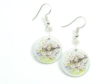 Lieb-Ich Apfelblüten Earrings or chain pendants round/oval acrylic glass