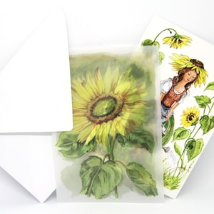 Doppelkarte Sonnenblume - Sonnenblumenfrau
