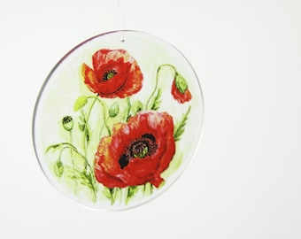 Acrylic glass window picture poppy round or oval