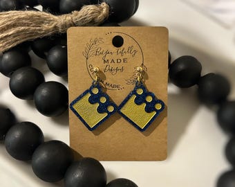 KC Baseball Crown Earrings | Royals-Inspired Dangle Earrings | Blue & Gold Glitter Baseball Fan Jewelry | Game Day Earrings | KC Gift