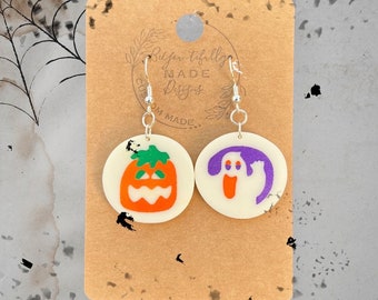 Whimsical Halloween sugar cookie earrings, boo bucket stuffers for adults, Pillsbury Halloween earrings dangle, cute Halloween gifts for