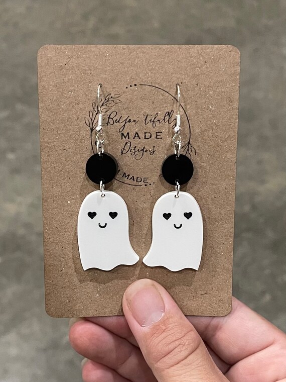 Cute Halloween Ghost Dangle Earrings, Ghost Earrings, Fall Dangle Earrings  Halloween gift for basket, gifts for her, Halloween Earrings