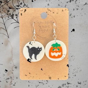 Halloween Sugar Cookie Dangle Earrings| Pillsbury Cookies| Halloween | Cat Pumpkin Hand Painted Laser engraved | Birthday Gift | Earrings