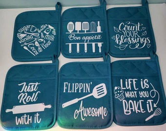 Quilted Cotton Pocket Potholder, Hostess or Teacher Gift