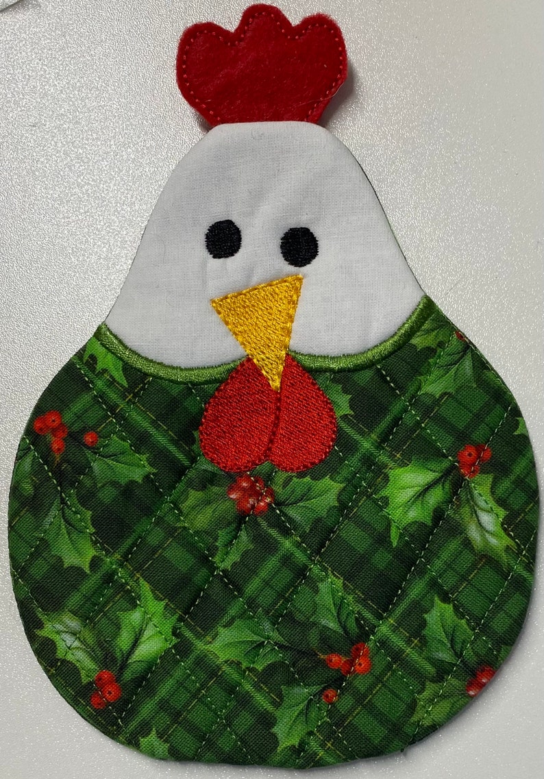 Chicken Mug Rug Quilted Mug Rug Fabric Mug Rug Kitchen Etsy